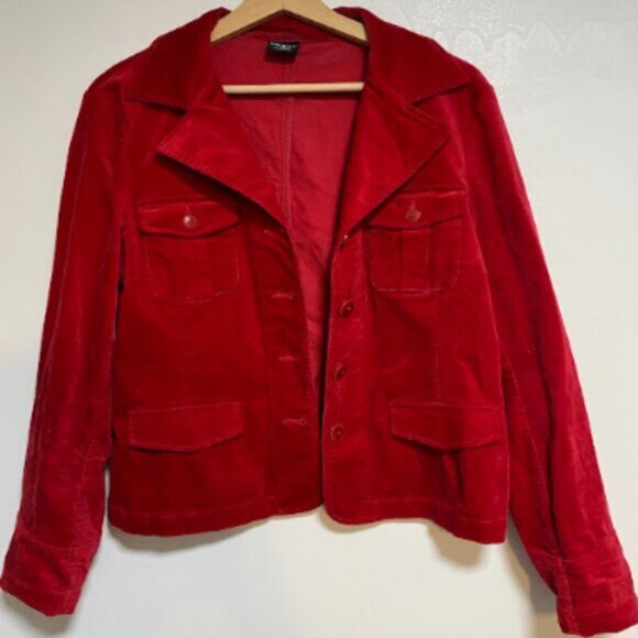 TRIBAL Red Corduroy Women's Blazer Jacket Size 12 - Picture 2 of 13